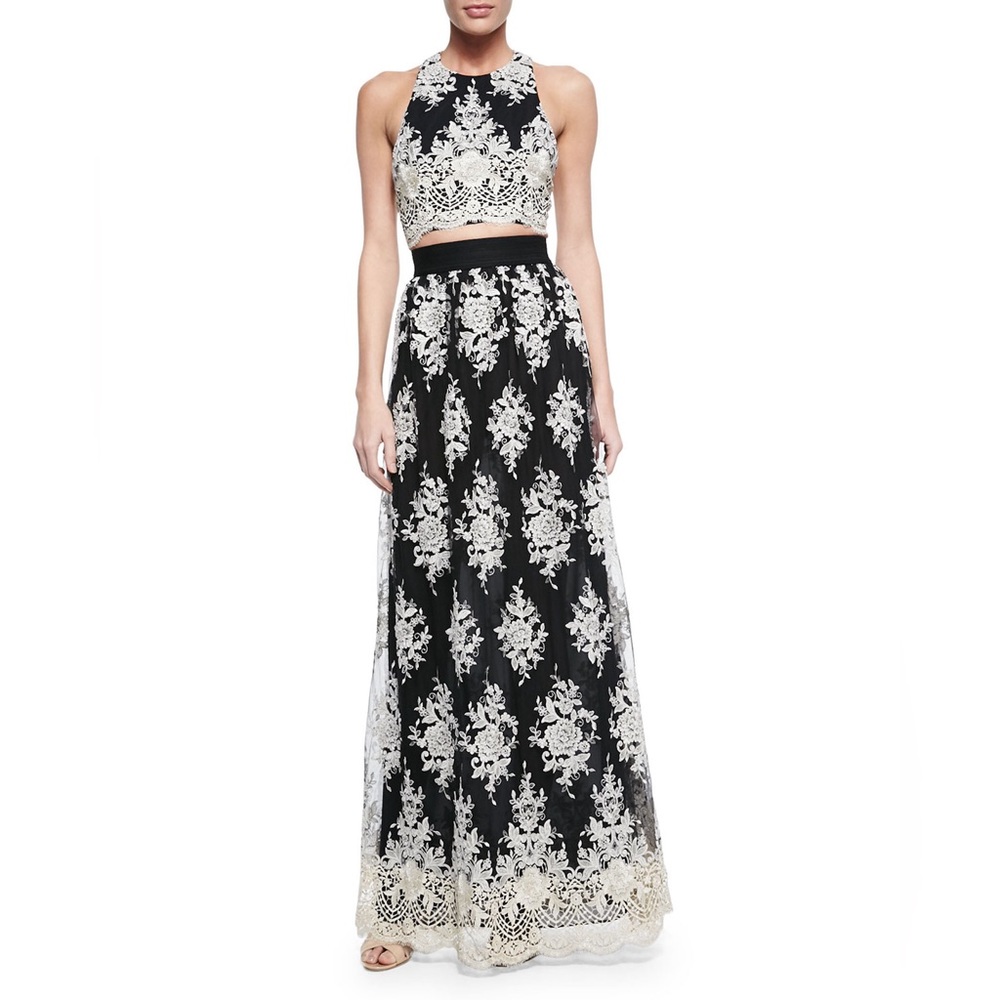 Alice + Olivia Brent Archive Embroidered Tulle Maxi Skirt NWT